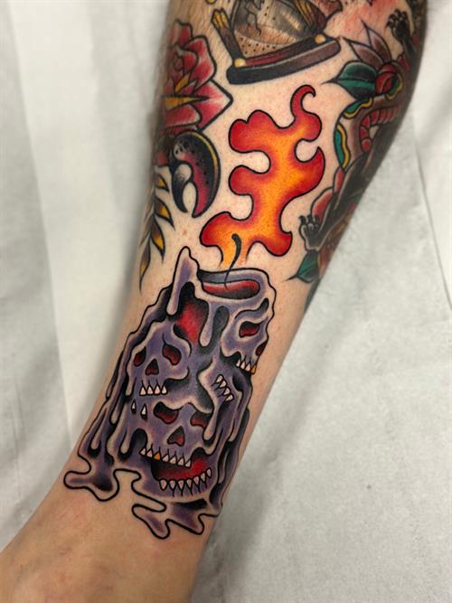 melting skull candle gapfiller tattoo