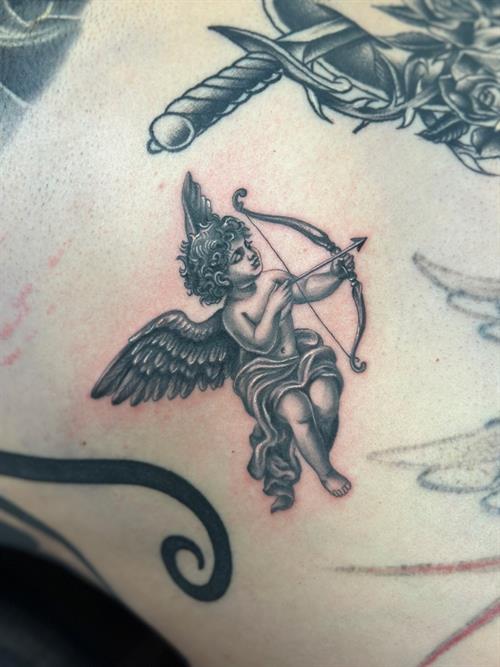 cherub angel black and grey
