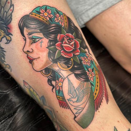 gypsy lady head tattoo
