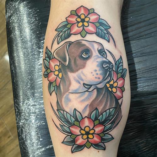 bulldog pet portrait tattoo