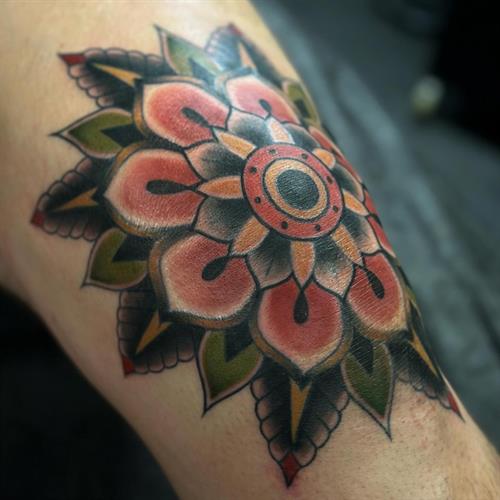knee mandala tattoo